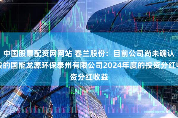 中国股票配资网网站 春兰股份：目前公司尚未确认参股的国能龙源环保泰州有限公司2024年度的投资分红收益